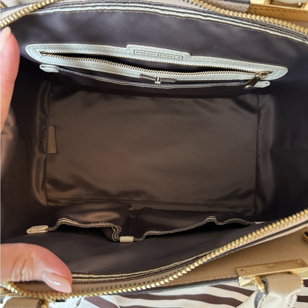 Henri Bendel Cream Satchel with Pink Scarf Accent - Picture 5 of 8